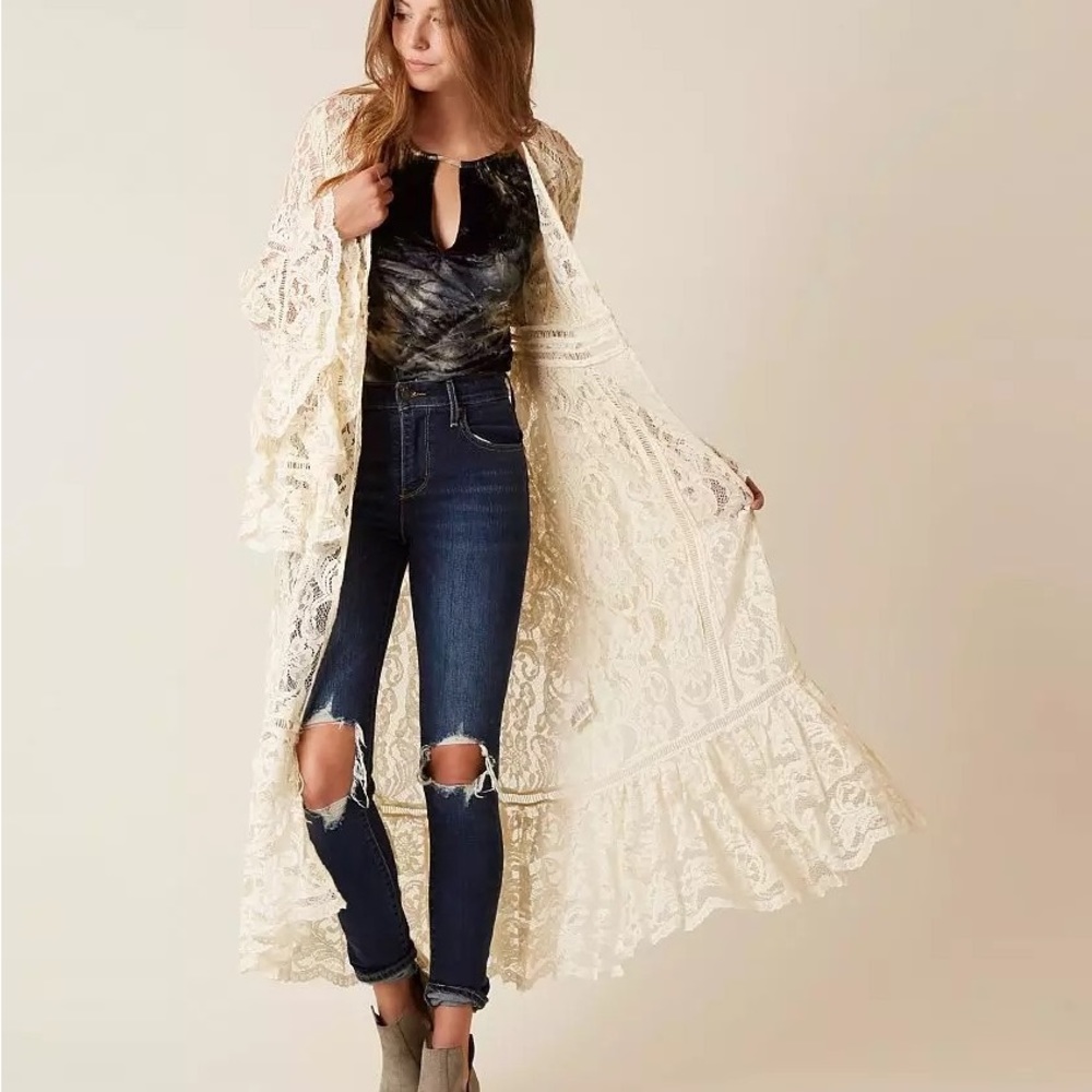 COPY - Free People Rhiannon Lace Kimono Small